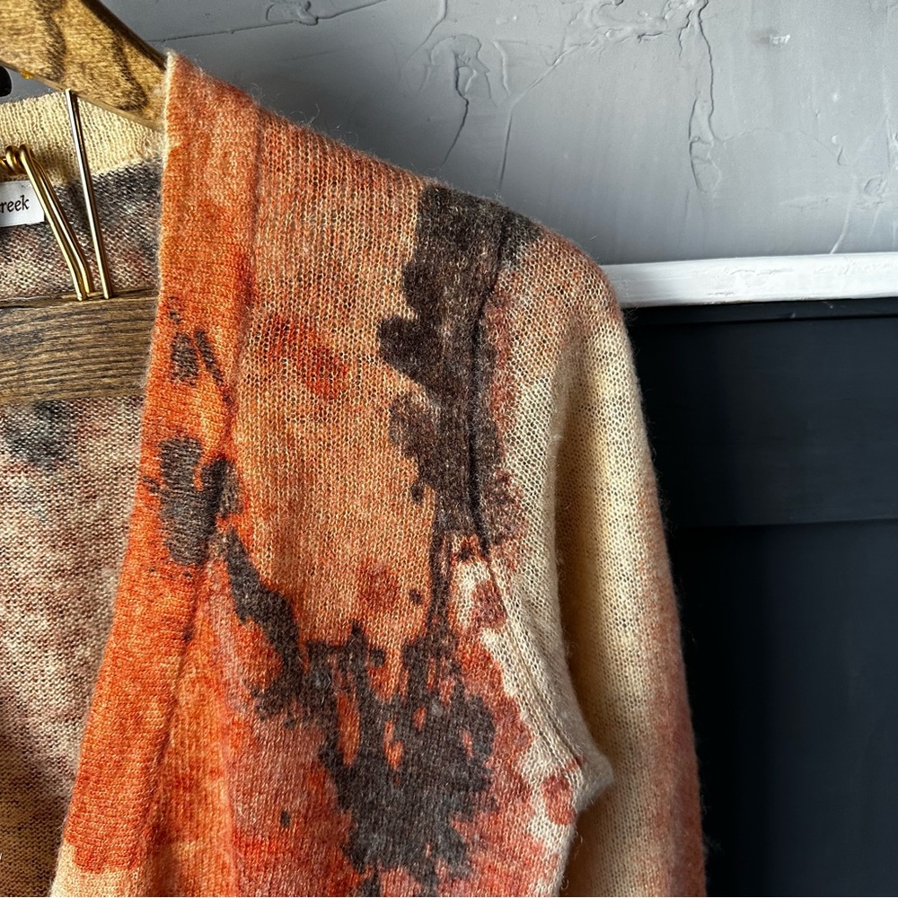 Coldwater Creek Wool/Mohair Blend One Button Painted Floral Cardigan Size L - Picture 5 of 14